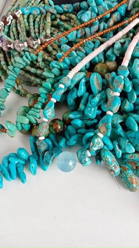 Turquoise rubble series necklace aquamarine Ghost stone. 9