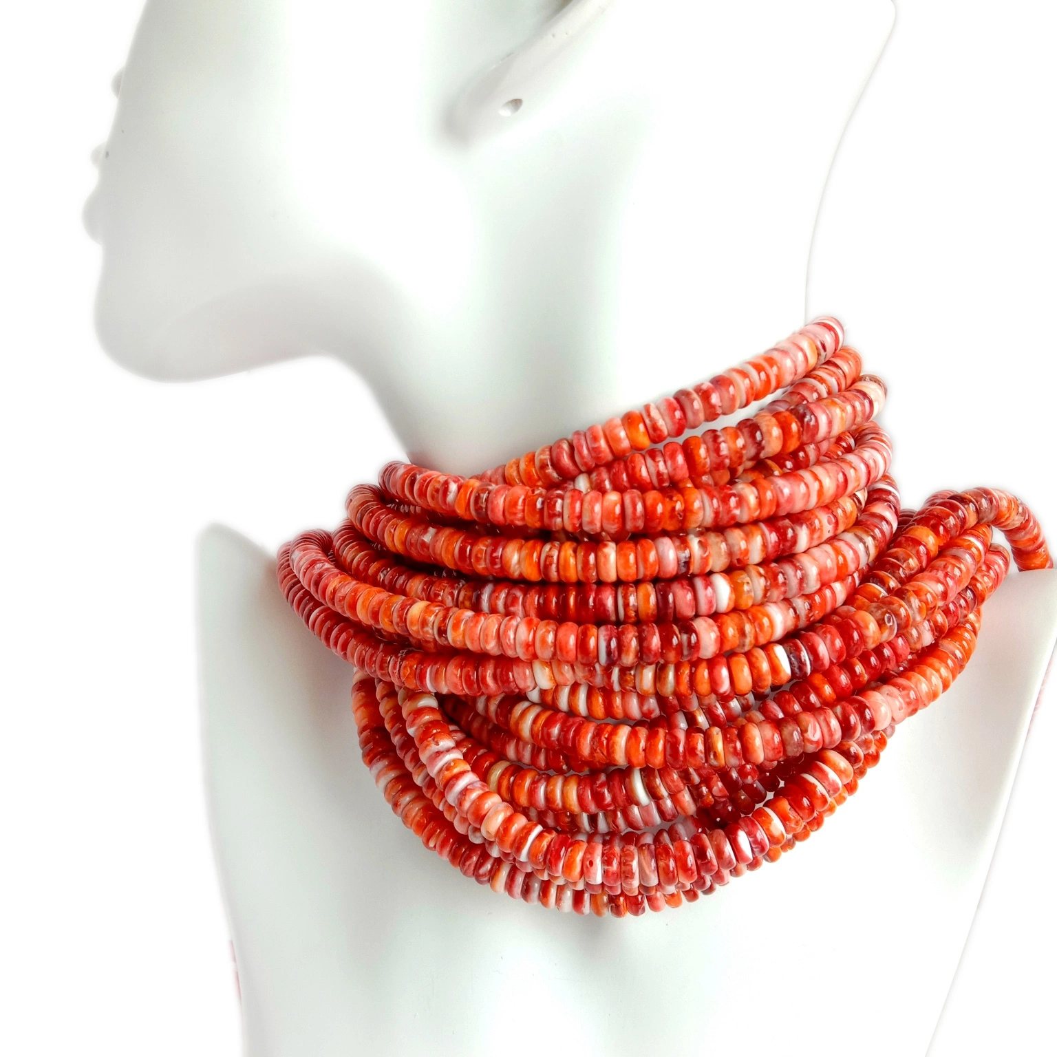 Red Spiny Oyster BEADS 6mm Rondelles provizo por fari juvelojn 1