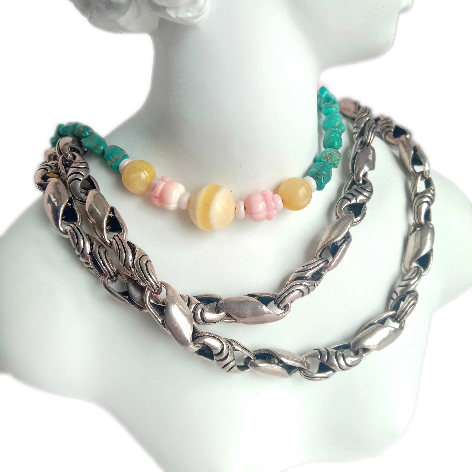 Kalung Calcite Calcite Cangkang Laut pink Alami asli 1