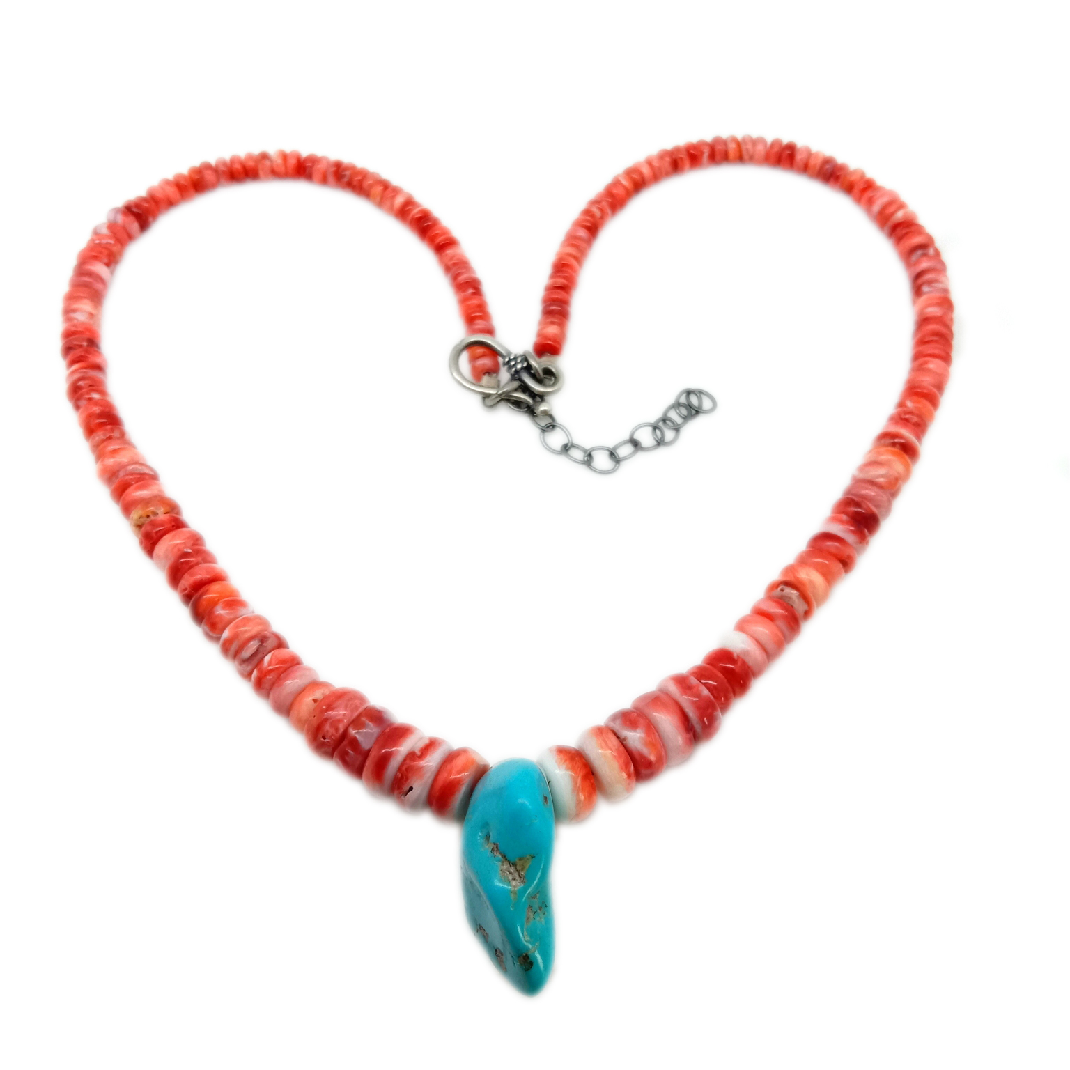 వైబ్రెంట్ చోకర్ నవాజో స్పైనీ ఓస్టెర్ మరియు మణి వెస్ట్రన్ జ్యువెలరీ నైరుతి నెక్లెస్ 14