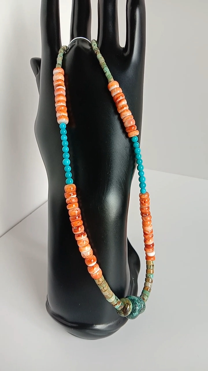 നാച്ചുറൽ ടർക്കോയ്സ് സ്പൈനി മുത്തുച്ചിപ്പി ജെംസ്റ്റോൺ നെക്ലേസ് യഥാർത്ഥ നീല ടർക്കോയ്സ് ആഭരണങ്ങൾ 8