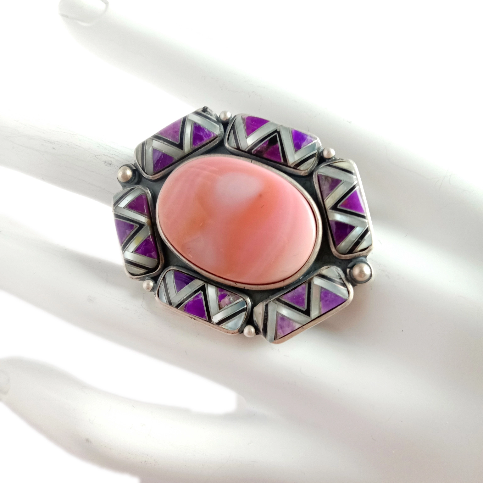 925 Sterling Silver pink laut Shell Ring Laut Harta Koléksi 1