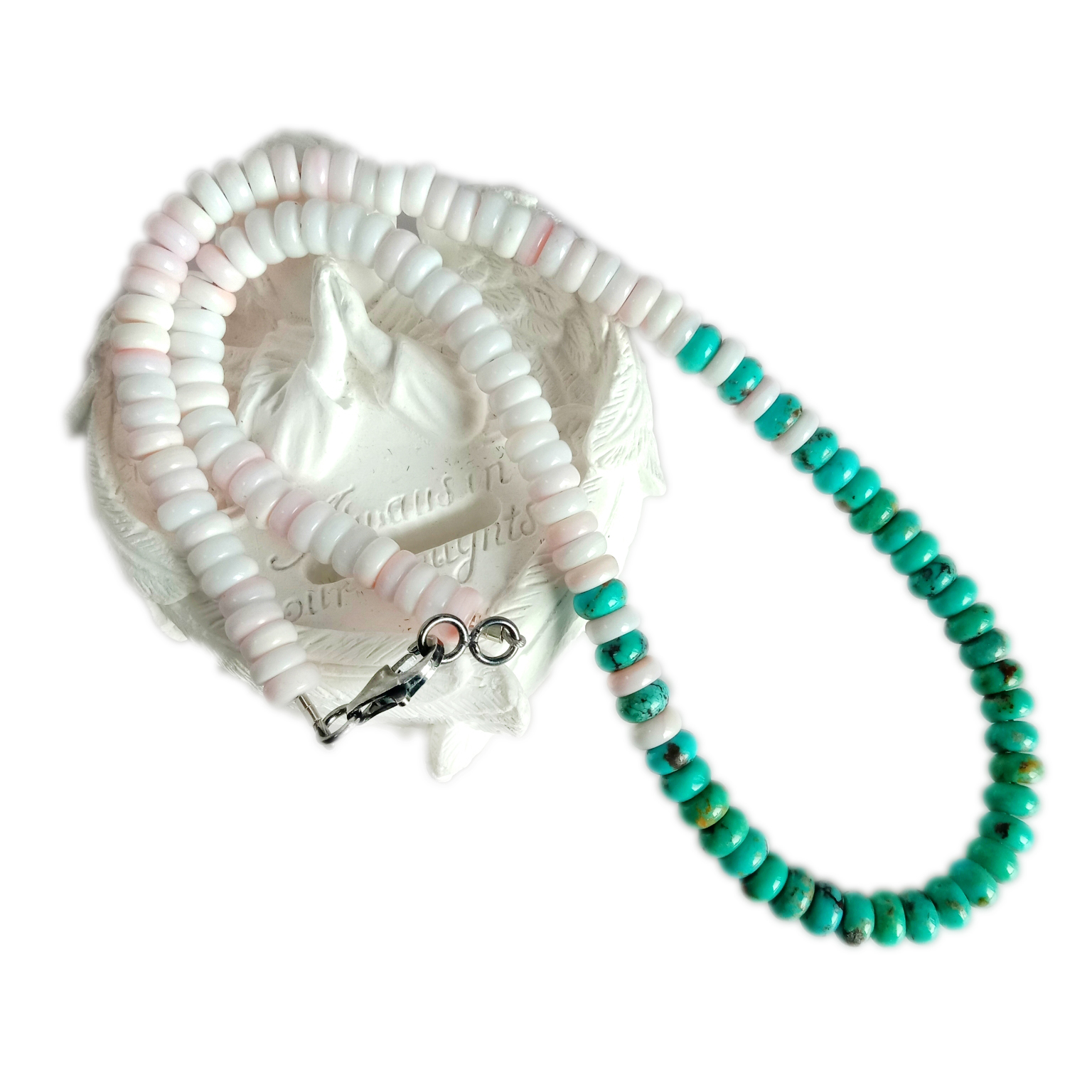 Jumla Vito Asili turquoise pink bahari shell Turquoise Necklace 15