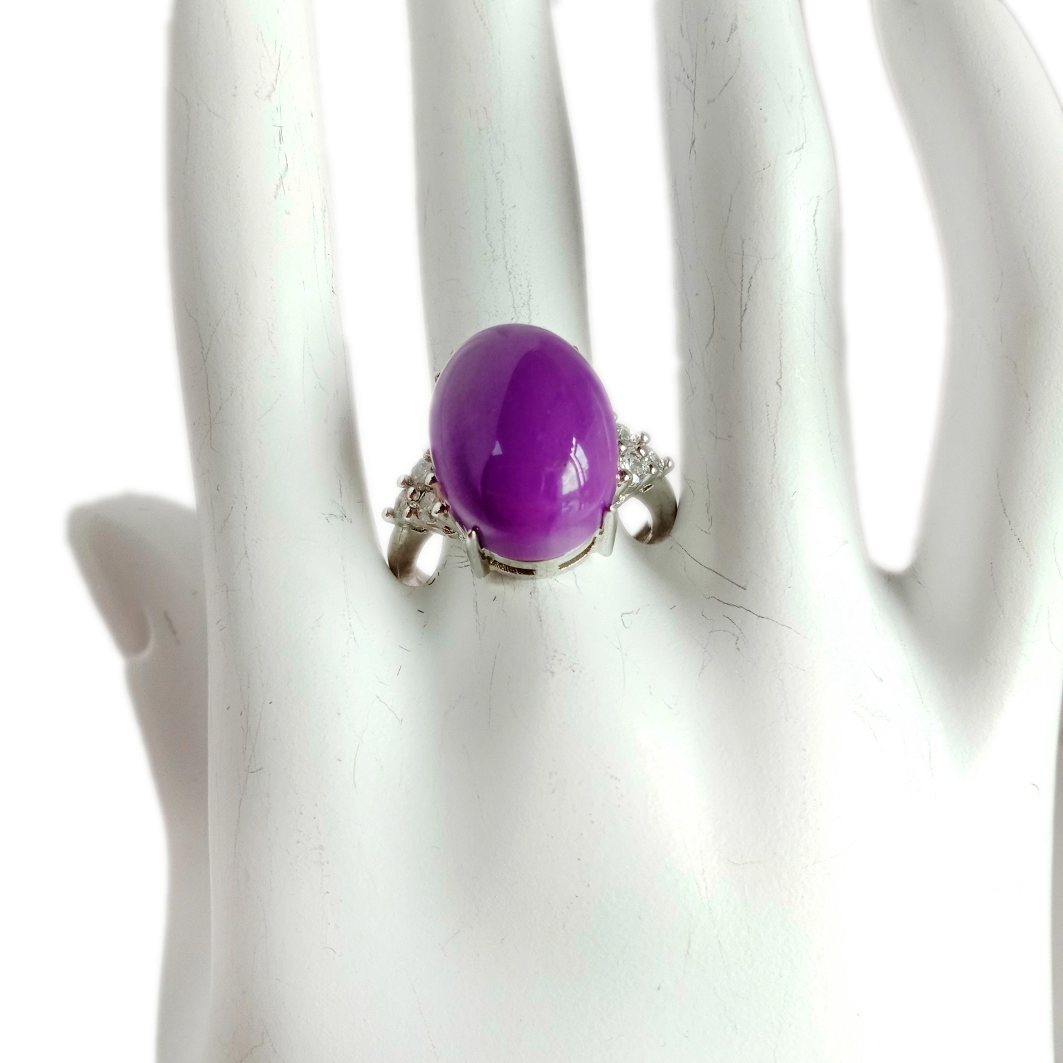 Phosphosiderite Ring Hammered Stacker Ungu Gemstone Ring 925 Sterling Silver 1