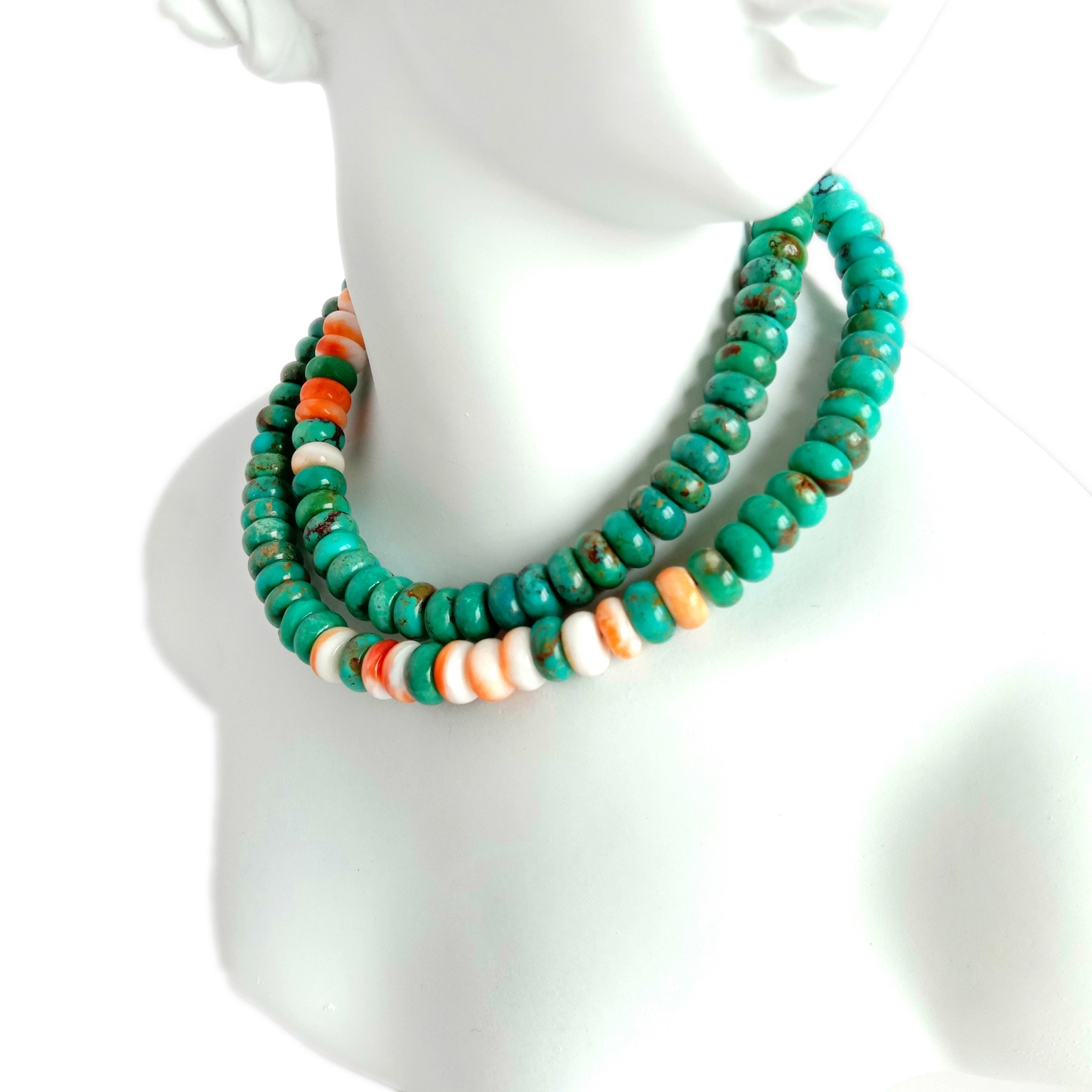 Tiram spiny alami 925 Sterling Silver Peruvian Turquoise Babak Manik Kalung 1