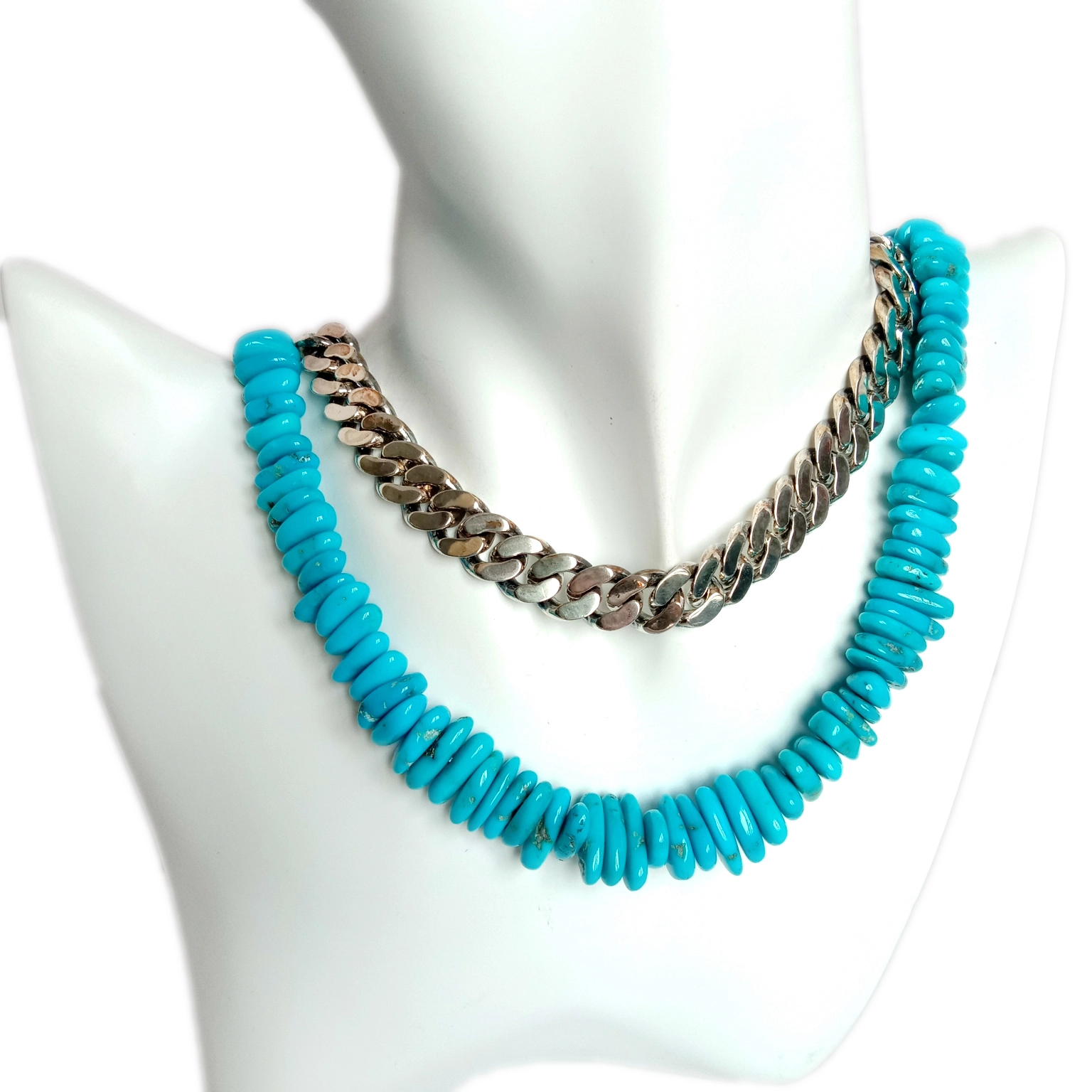 អង្កាំ Turquoise ពណ៌ខៀវ Tibetan Ladakh បង្កើតឈុតដែលត្រូវគ្នា។ 1