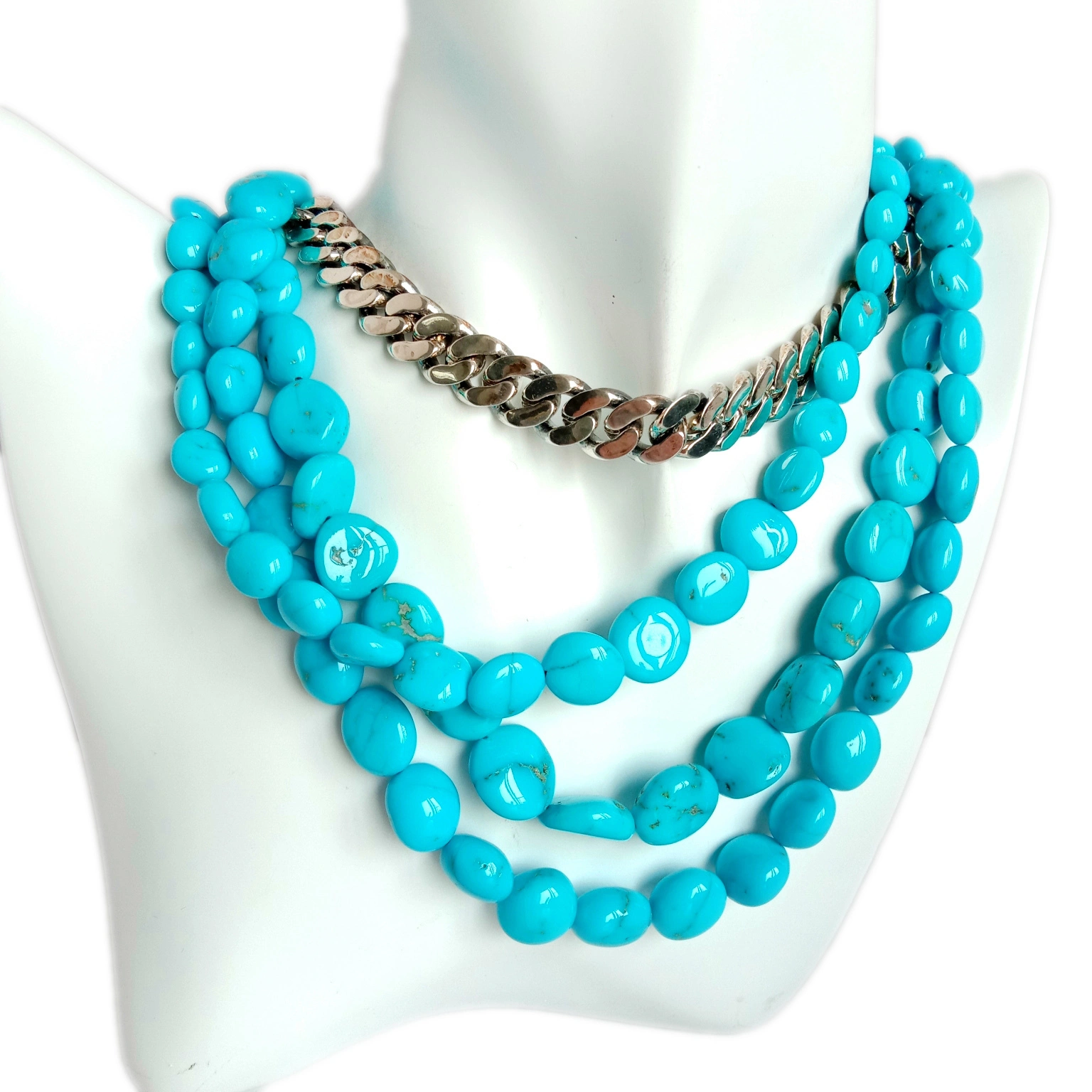 Pirus Beaded Kalung Kado Pikeun Awewe Pirus Perhiasan Dainty Kalung 1