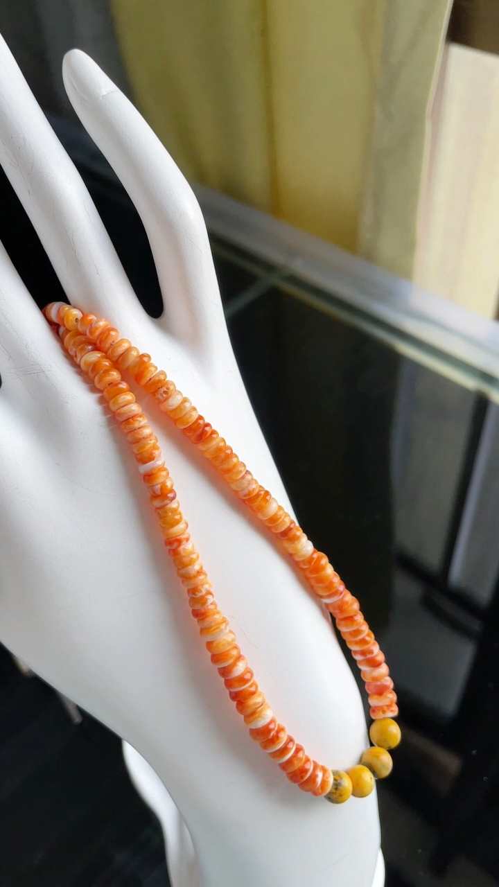 Natural spiny oyster bumblebee Sonoran Spiny Oyster Necklace Fiesta Colors Mixed 16inch 8