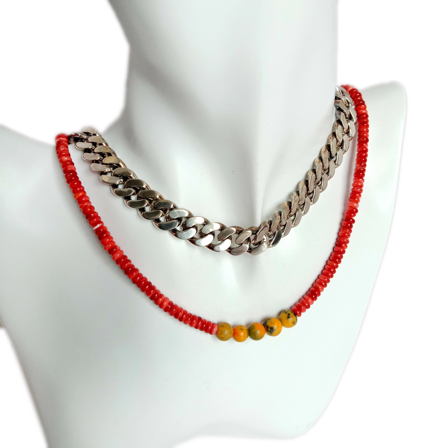 Ntuj spiny oyster bumblebee Rondelle Beaded Necklace Multi BeadsStrand Necklace Rau Cov Poj Niam Khoom Plig 16  1