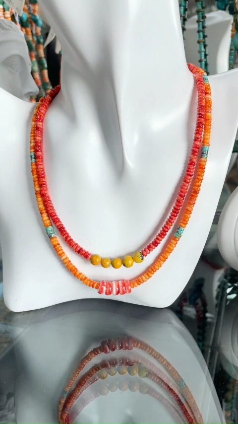 സ്‌പൈനി മുത്തുച്ചിപ്പിയും ടർക്കോയ്‌സും ഉള്ള ഉയർന്ന നിലവാരമുള്ള ബംബിൾബീ റൗണ്ട് ബീഡ്‌സ് നെക്‌ലേസ് 9