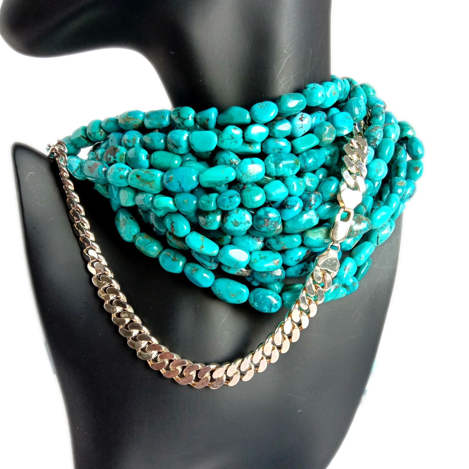 Kingman xiav Turquoise Qos yaj ywm Shaped Beads16inch Strand 1