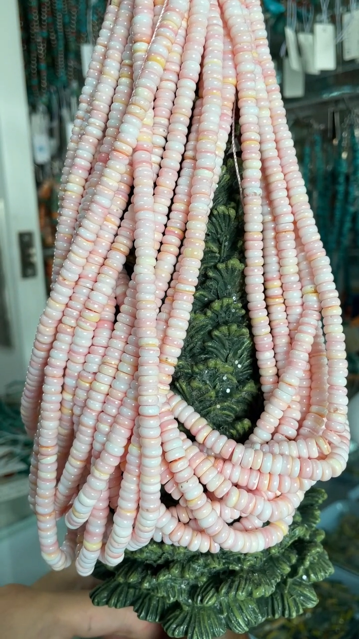 Pink sea shell rondelle Beads Natural 6mm Shell Beads 8