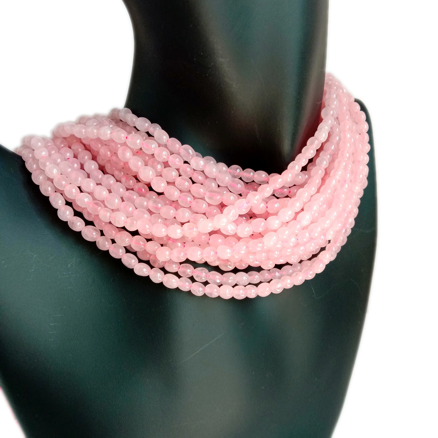 Kev xaiv ntau ntau Rose Quartz Oval hlaws 5 hli hlaws 1