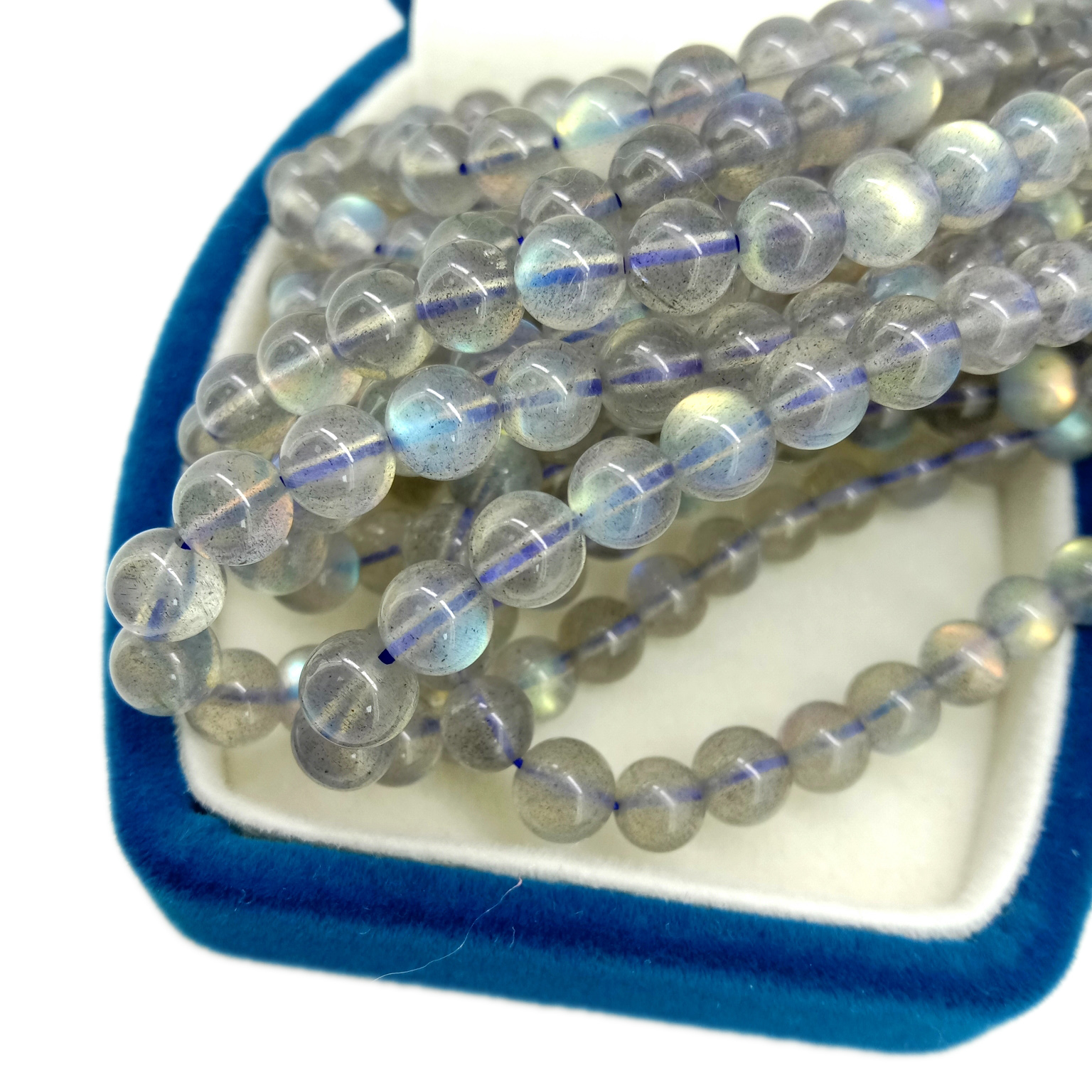 Naturlige labradorittperler Gemstone Flash Labradorite perler Runde steinperler 14