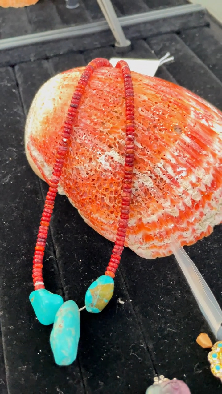 925 Sterling Silwer Stekelrige Oester Turkoois Kraal Halssnoer 16 duim Grootmaat Lot Opsies 8