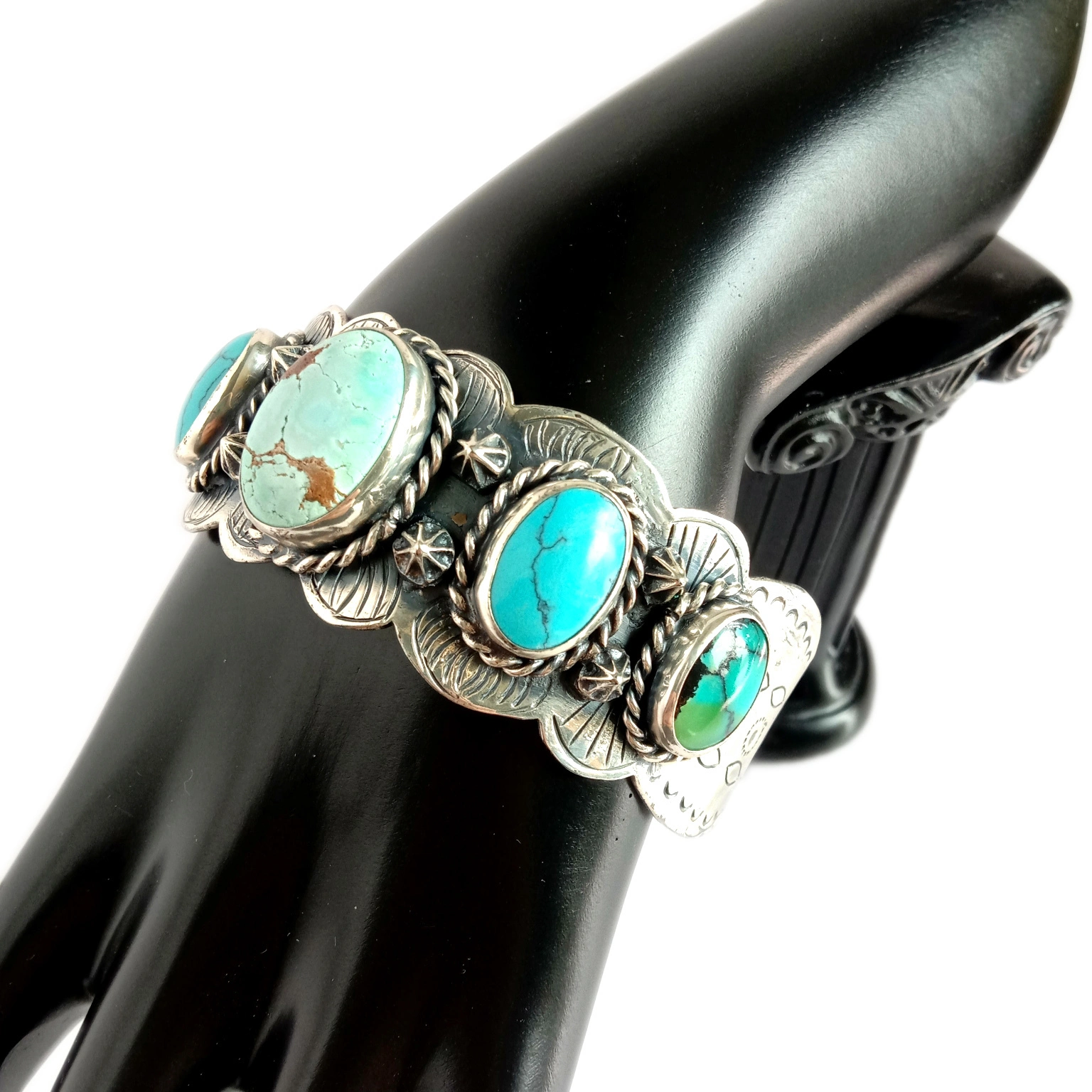 Turquoise قولدا ياسالغان زەنجىرسىمان مەرۋايىت تاش 925 كۈمۈش ھالقا بوخو ئاياللار 1