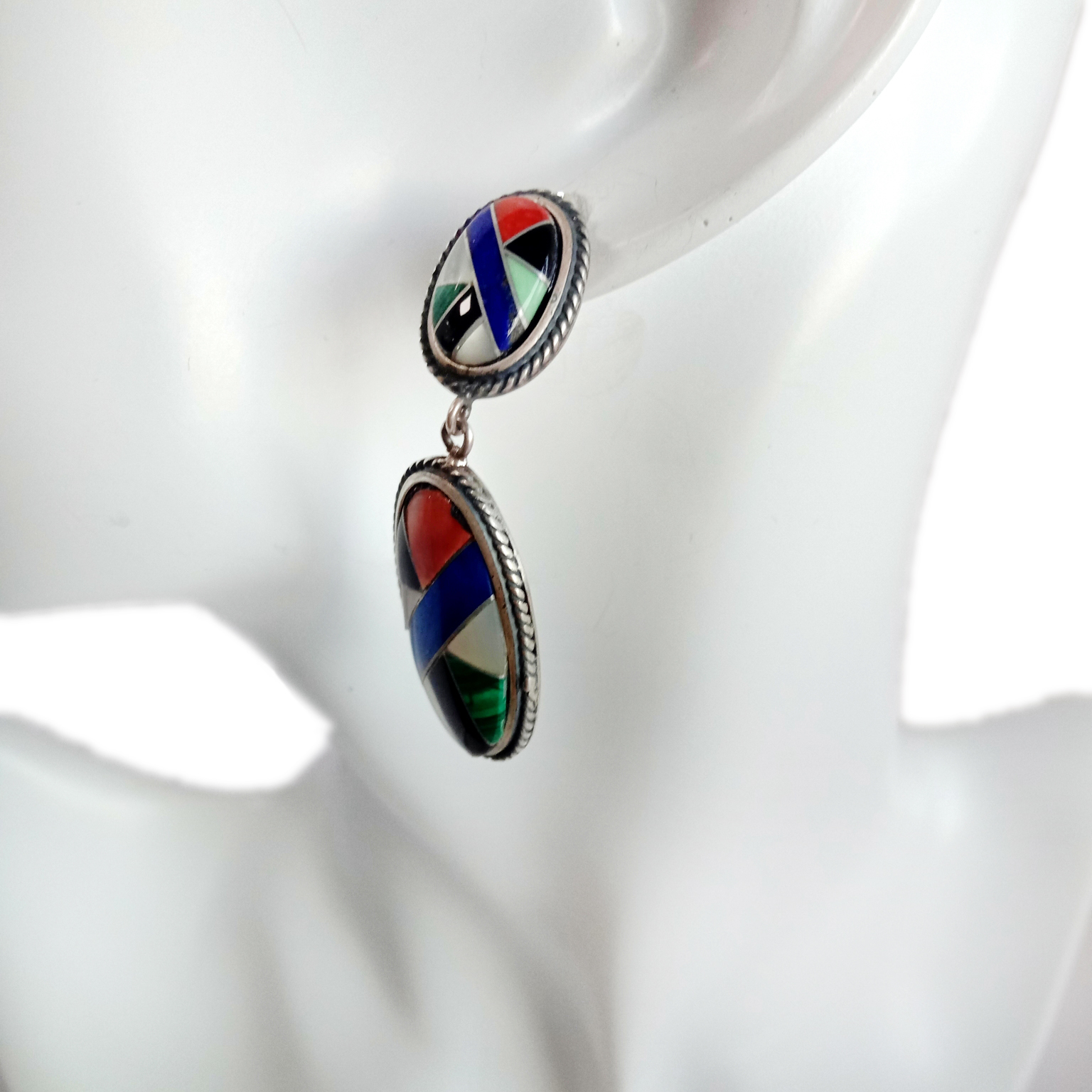 925 Sterling Bạc 925 con sò gai cây lau nhà malachite Howlite Drop Bông Tai 14