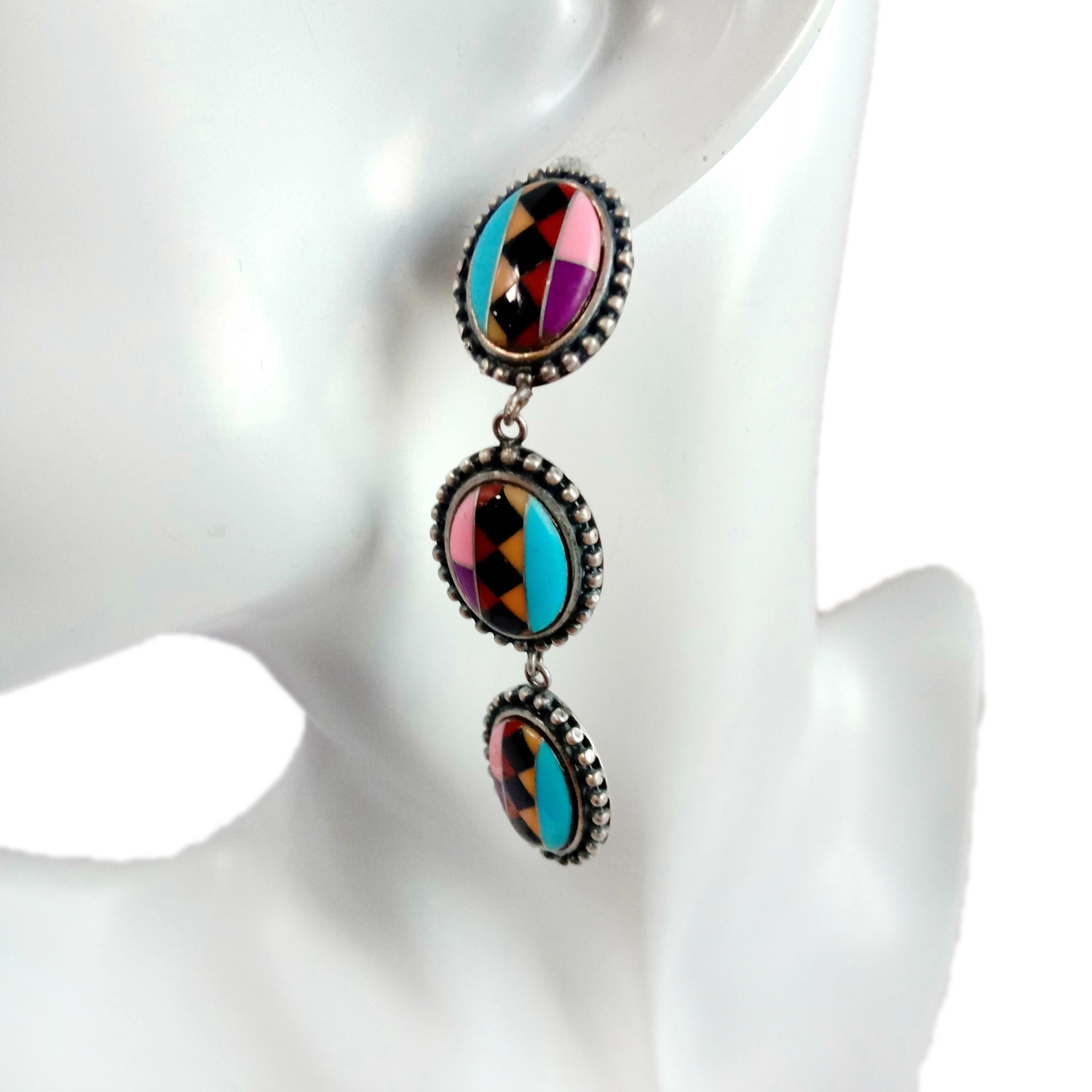 Turkoois stekelrige oester Oorbelle 925 Sterling Silwer Suidwes Juweliersware Vroue Oorbelle 1