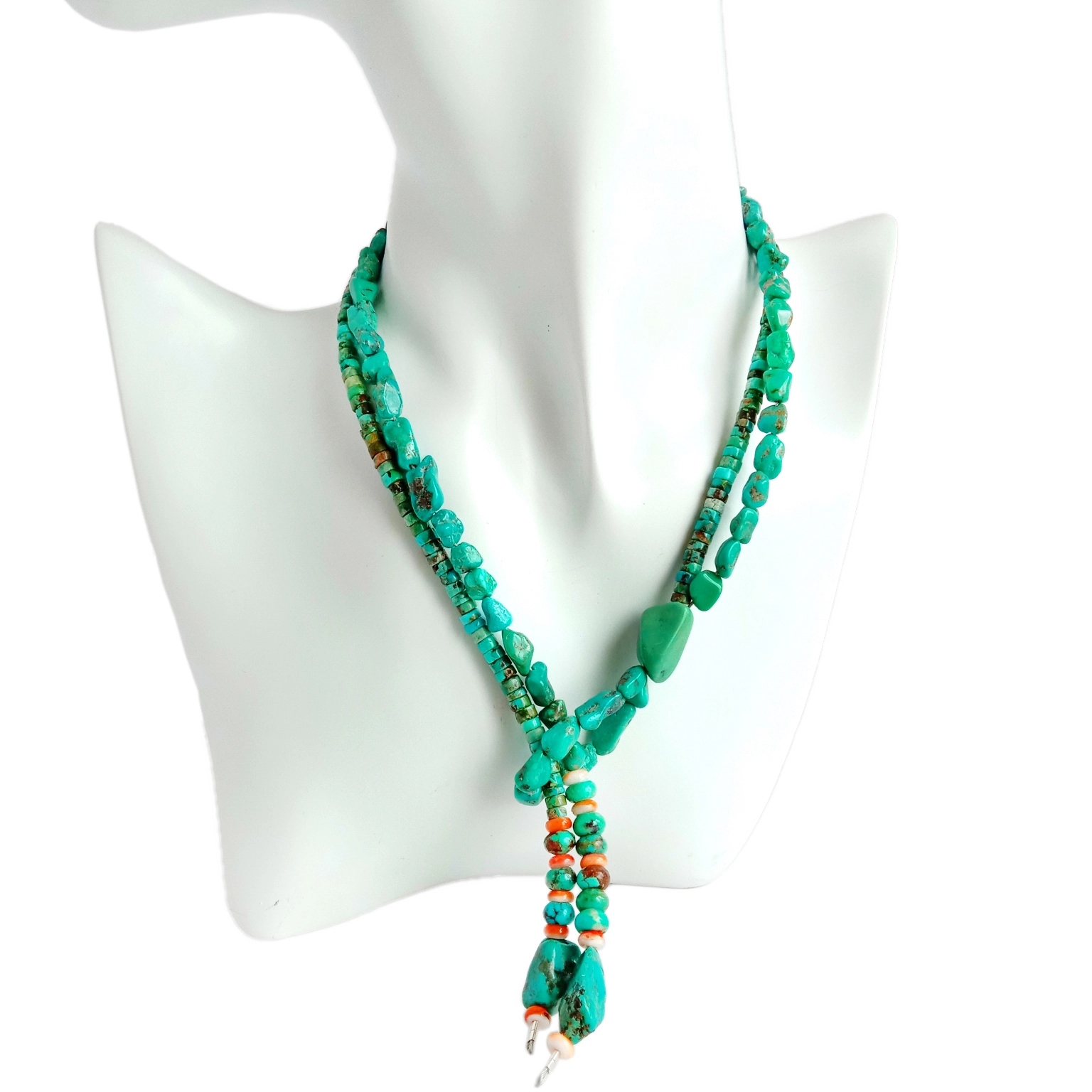 Natuurlike turkoois tossel ketting boho chic ketting v lang ketting boheemse styl bykomstighede aqua krale halssnoer 1