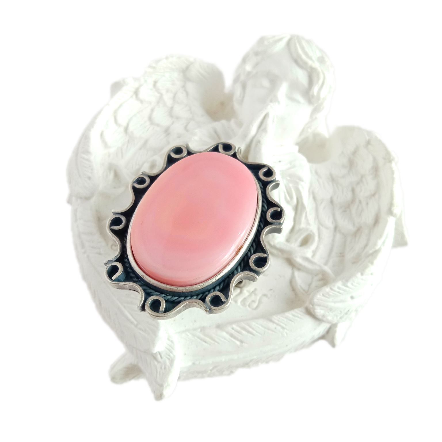 Naturlig Ädelsten Ring Presentsmycken rosa se skal 14