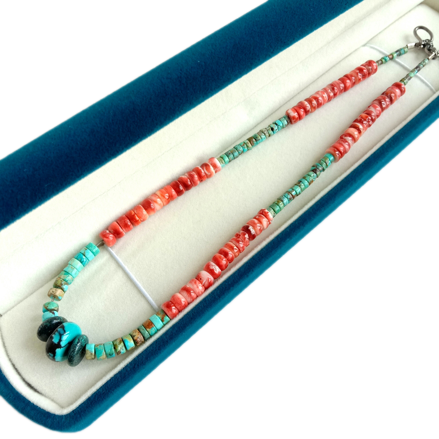 قىزىل Spiny Oyster Turquoise Nuggets بويۇن زىبۇزىننەت بۇيۇملىرى 925 ستېرلىڭ كۈمۈش زەنجىر 14