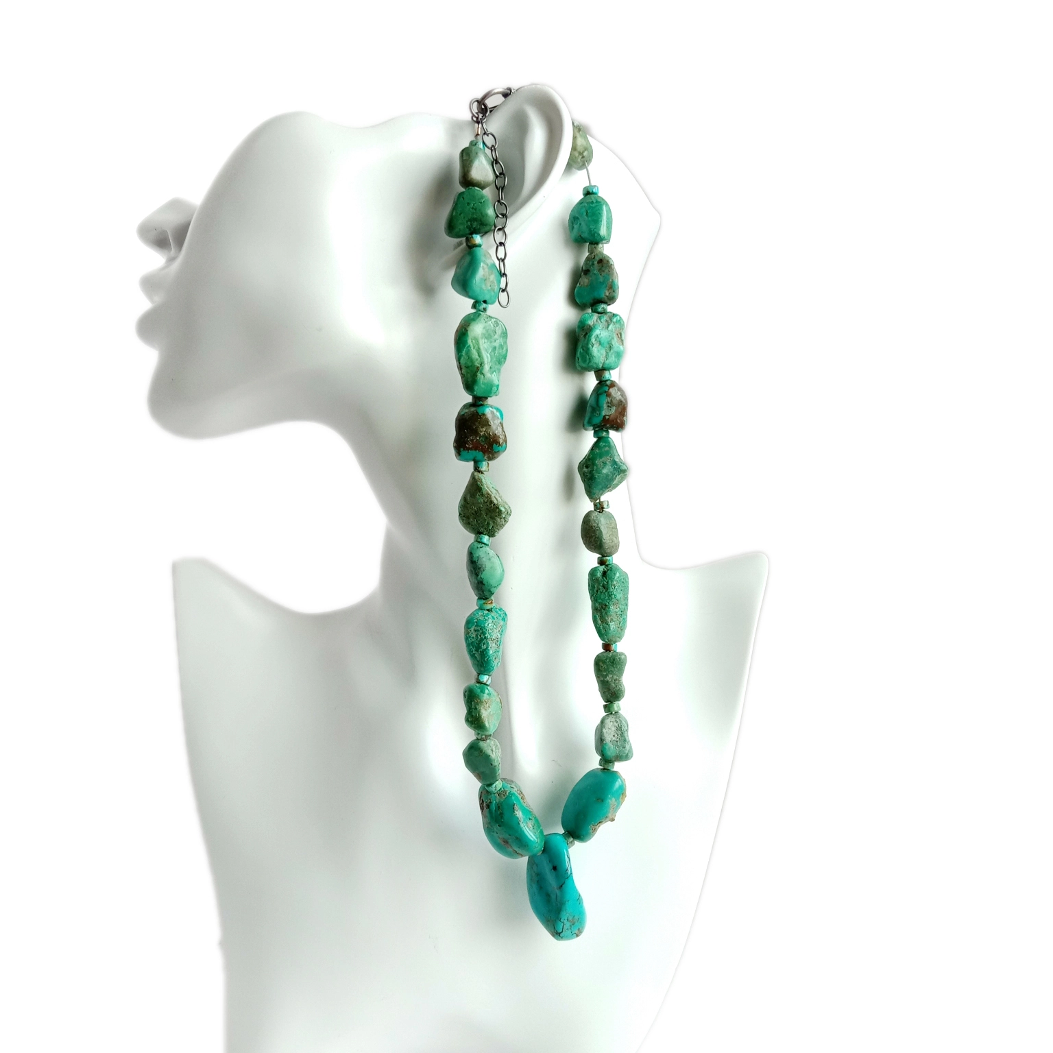 Mkanda wa Turquoise 925 Sterling Silver boho chic khosi la bohemian mphatso za akazi 1