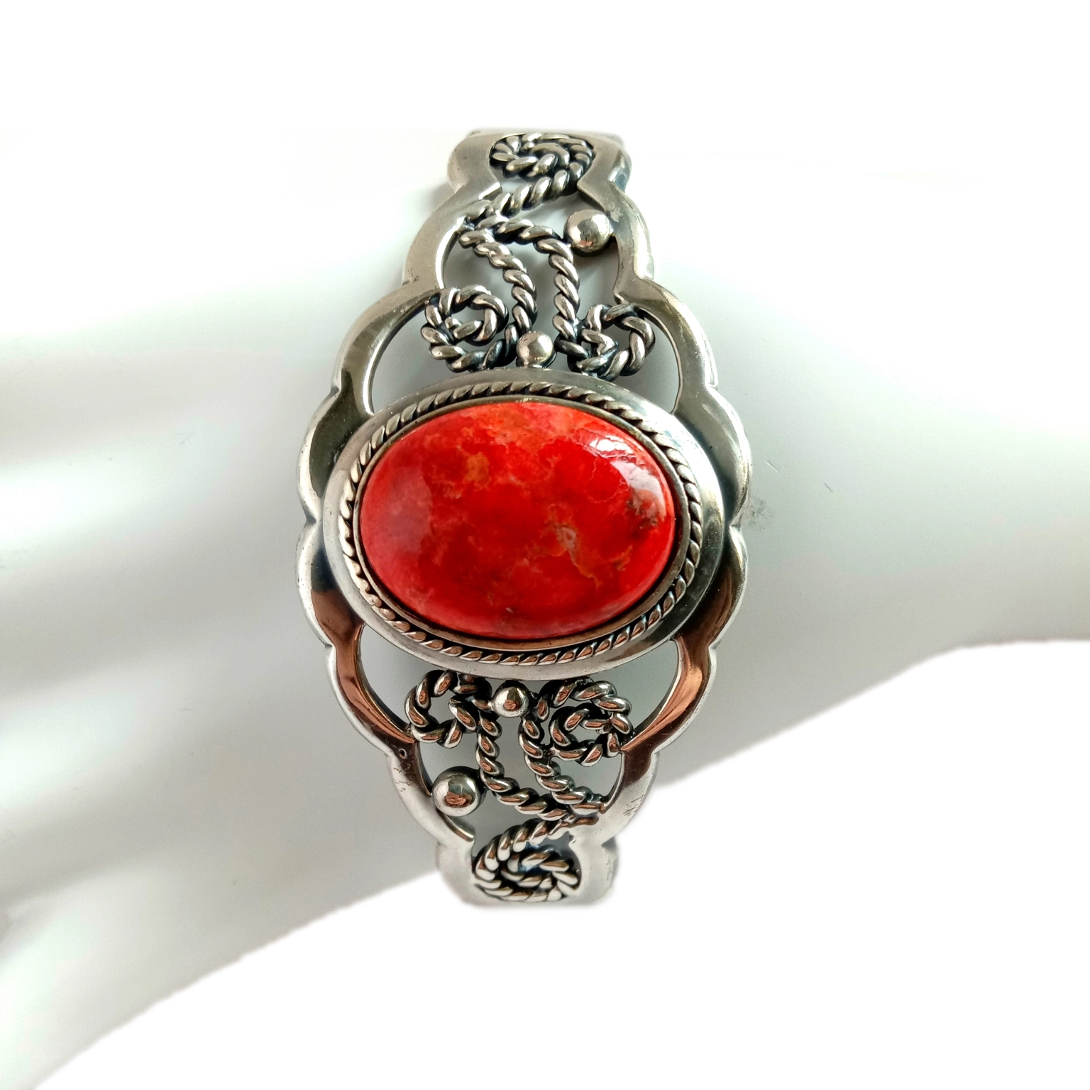 Spiny Oyster Turquoise Bangle تەبىئىي گۆھەر تاش 925 ستېرلىڭ كۈمۈش قولدا لايىھەلەنگەن زىبۇزىننەت 1