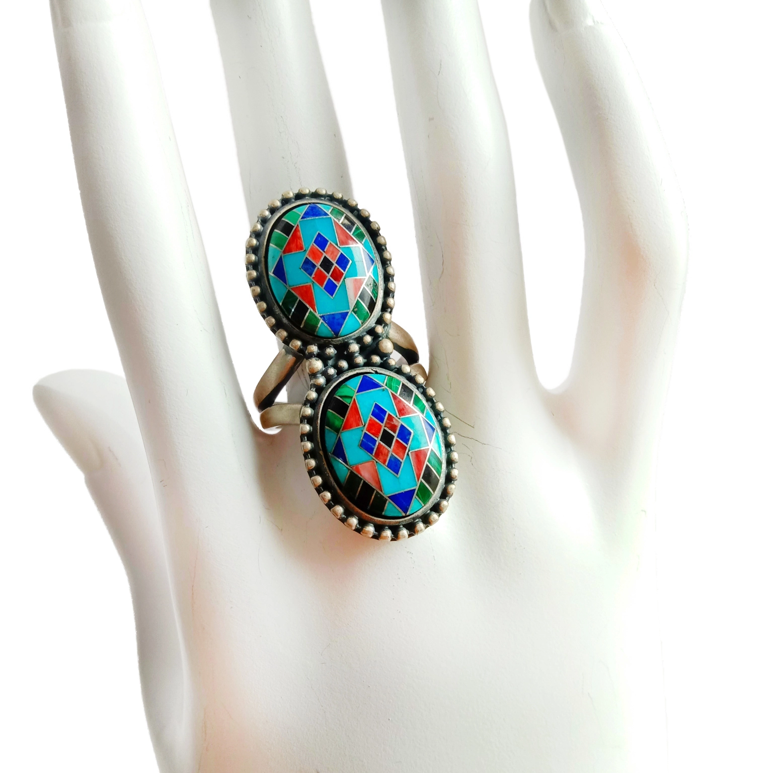 Cearcall Gemstone Silver Turquoise 925 Sterling Cearcall Boho Dùbhlachd Clach-bhreith 1