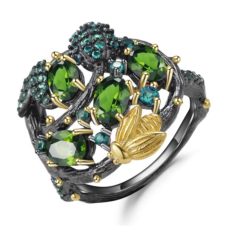 Fluorite Nplhaib Jewelry Crystal Bead Ring Gemstone Rings Boho 14