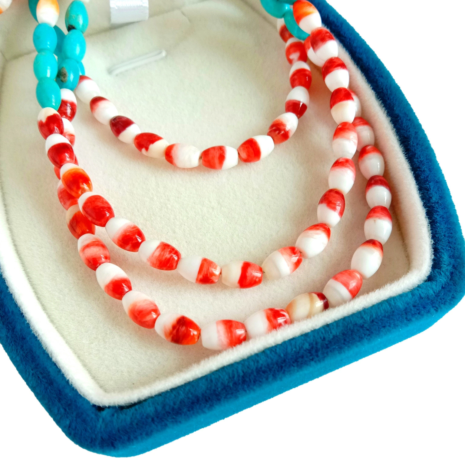 Ntuj Turquoise spiny oyster Ntev hlaws 925 Sterling Nyiaj NecklaceHand Knotted Multi-Layer Necklaces 1
