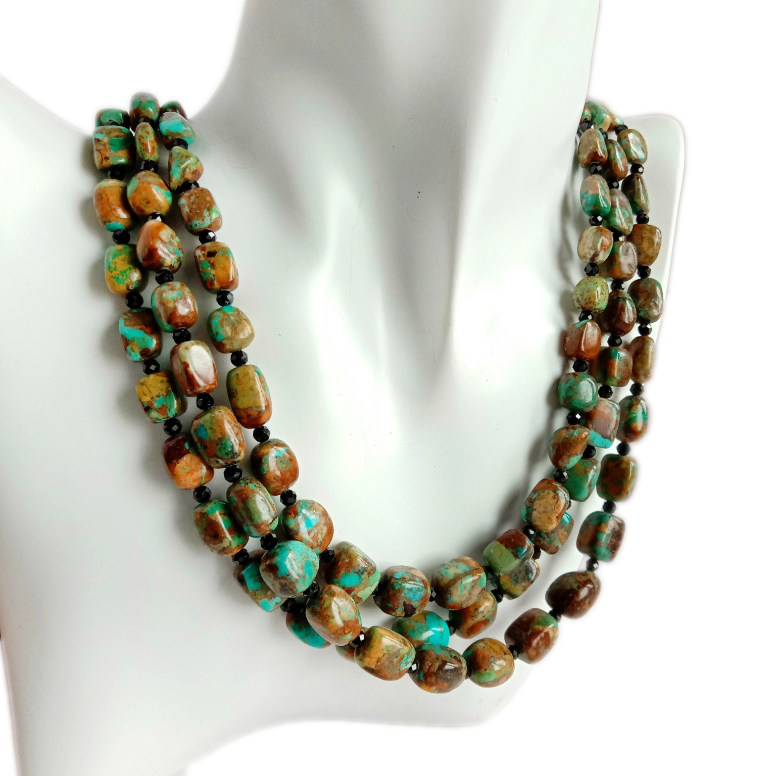 Gemstone Mara mma tourmaline na turquoise acha beaded necklaed olu olu dị otú ahụ pụrụ iche na ọmarịcha omenala. 1