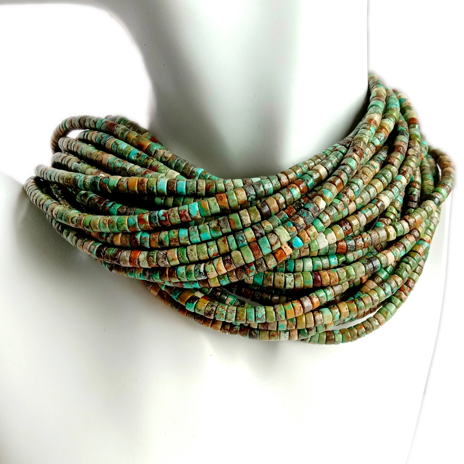 Gemstone Campitos Turquoise 16 4mm Heishi ua Zoo Nkauj Necklace 1