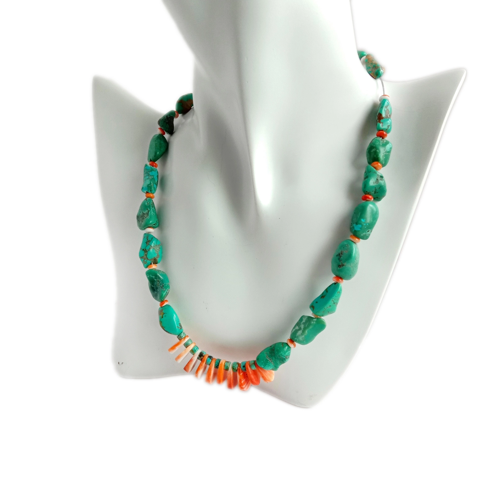 Ntuj Spiny Oyster turquoise Liab Necklaces Spiny Oyster Necklace 925 Sterling Nyiaj Turquoise Nuggets Necklace 1