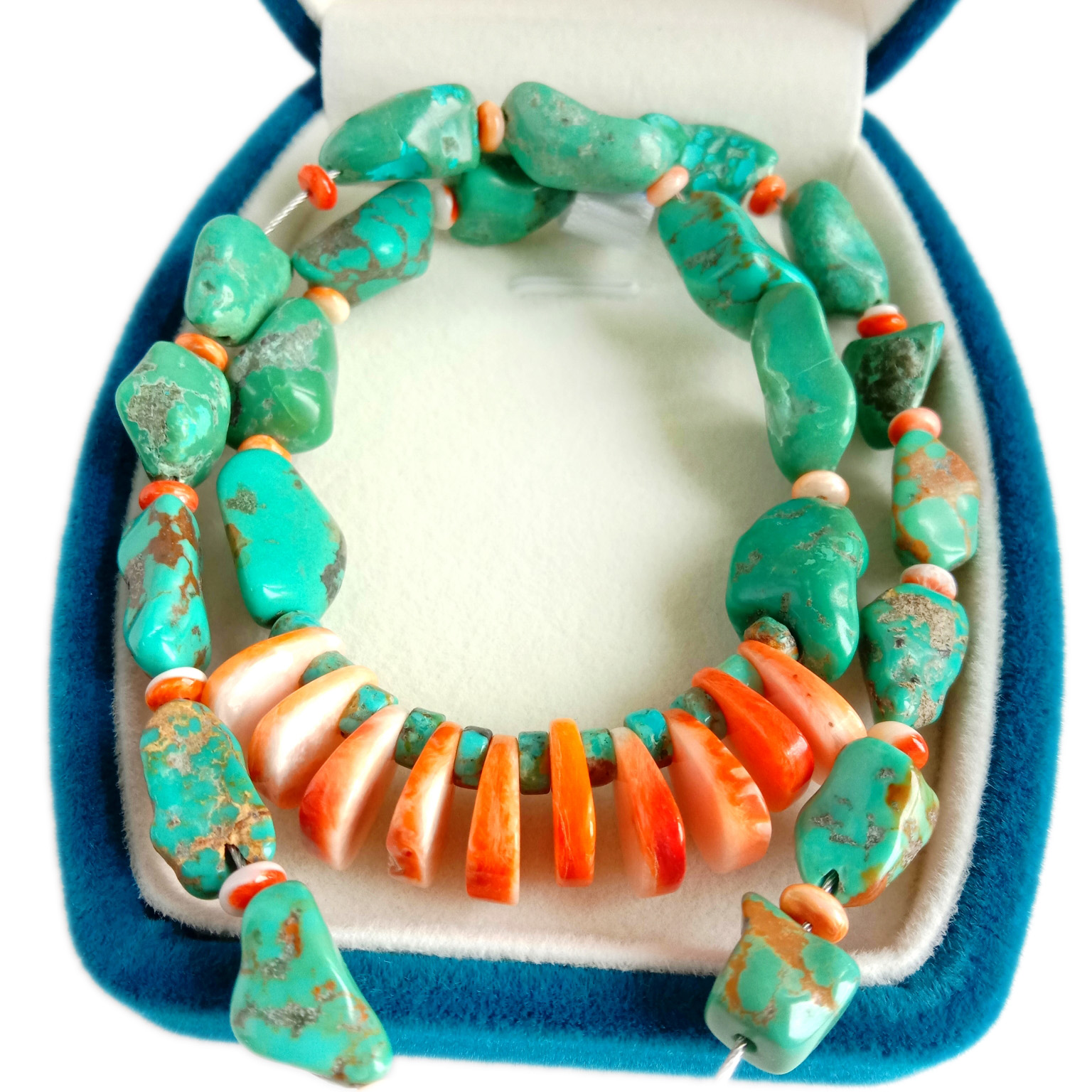 Ntuj Spiny Oyster turquoise Liab Necklaces Spiny Oyster Necklace 925 Sterling Nyiaj Turquoise Nuggets Necklace 15