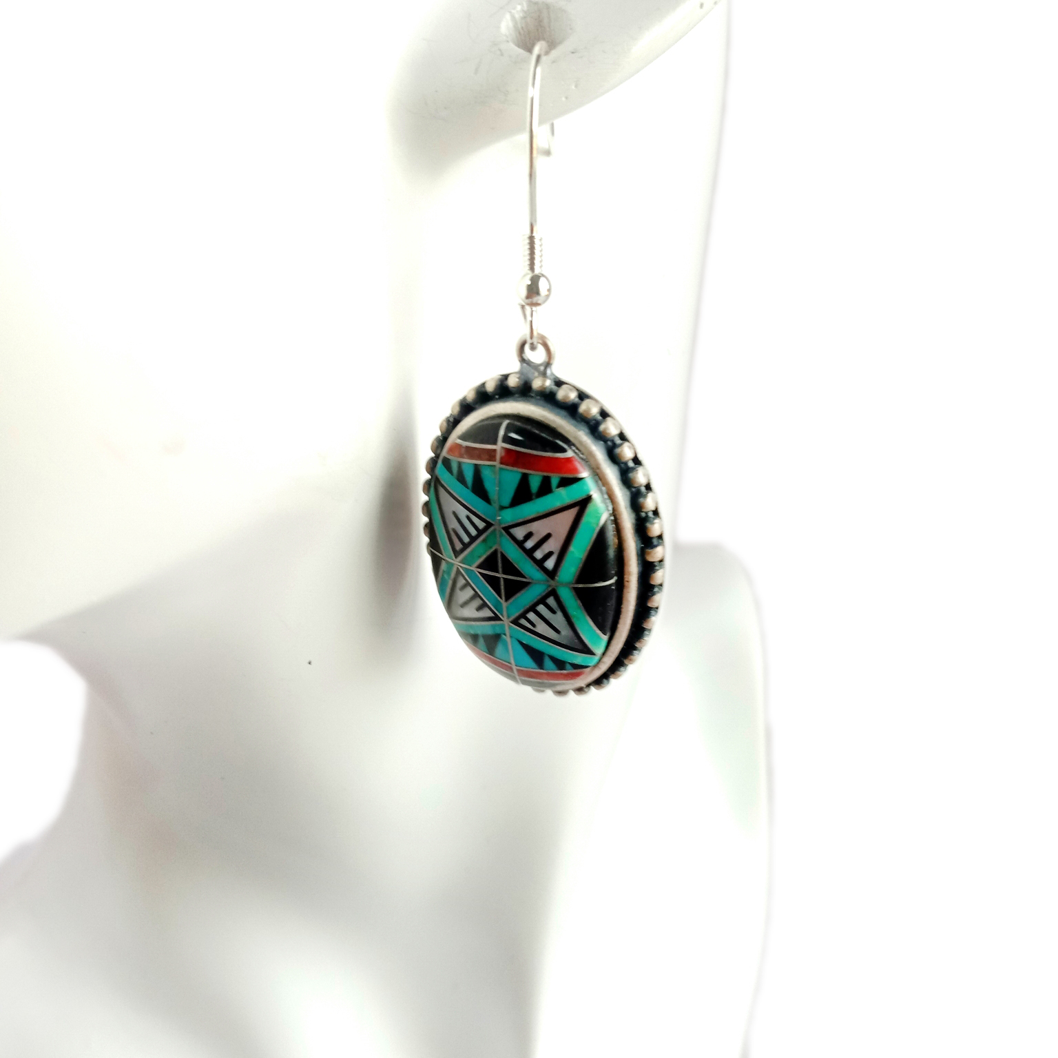 Natural Mix kolczasta ostryga turkusowa solidna 925 srebro turkusowe kolczyki kamień ślub na prezent dla niej 15