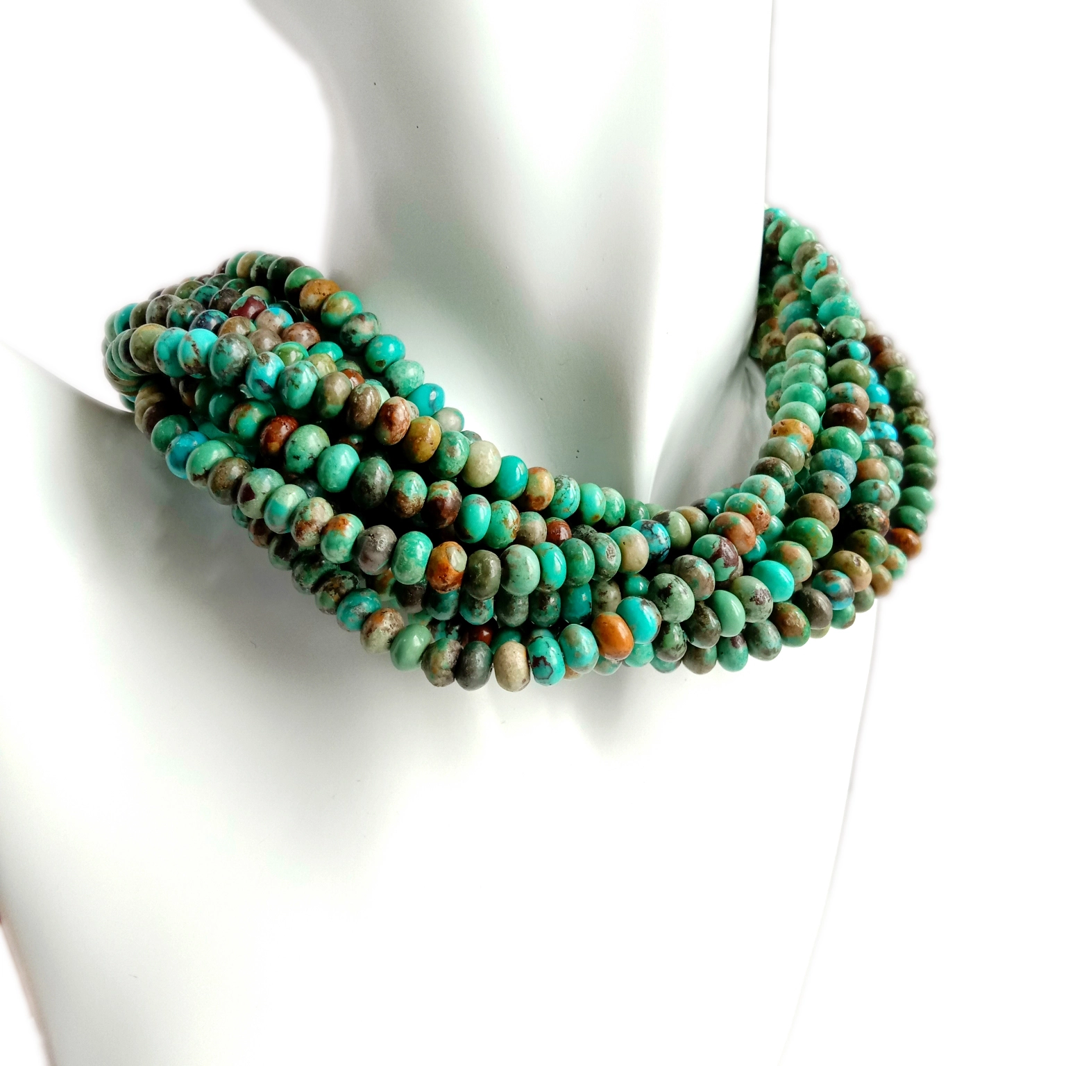 Kingman Turquoise 6mm ھەرخىل كالتسىيلىق Nugget مونچاقلىرى 16 دانە سېتىلىدۇ. 1