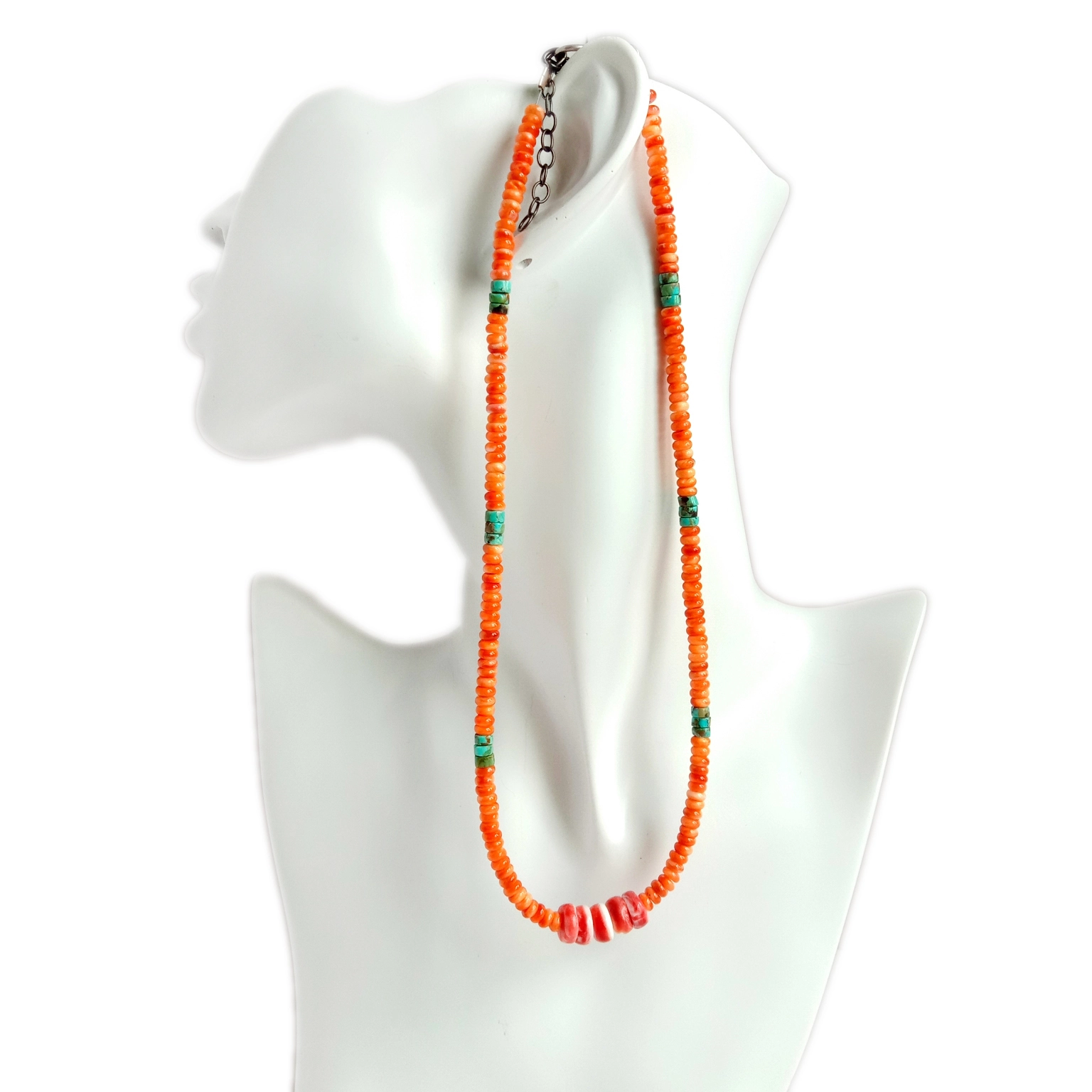 Stekelrige oester met turkoois 925 sterling silwer ketting Ambagsman edelsteen ketting Geskenk vir vrou 1