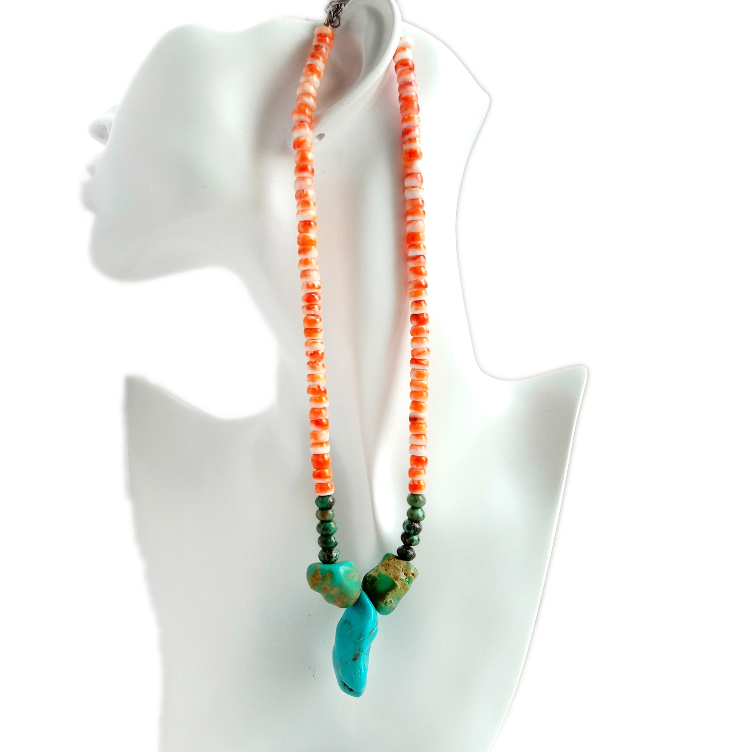 Ntuj Spiny Oyster turquoise 925 Sterling nyiaj tiag jewellery gemstone Turquoise Necklace 1