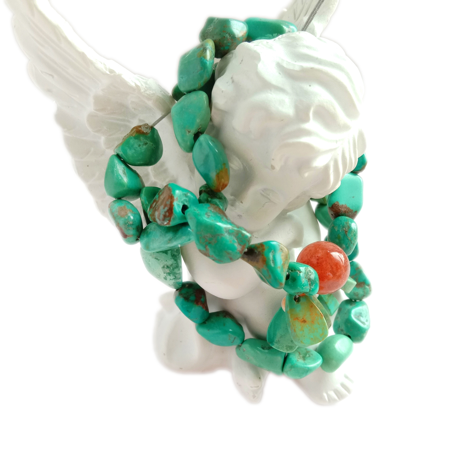 Natuurlike stekelrige oester turkoois Rooi Aarbei kwarts Oranje mandaryn Granaat Juweliersware Edelsteen Ketting 15