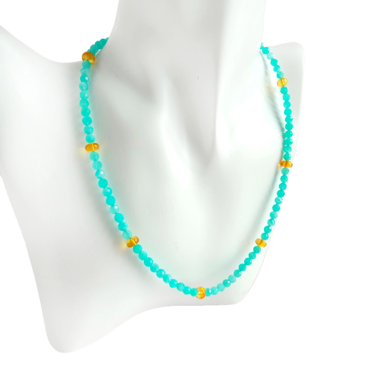 Amazonite eke na amber 925 Sterling Silver Jewelry Gemstone olu 1