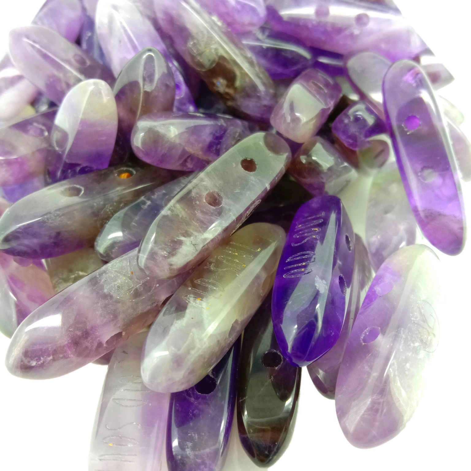 Ntuj Sab saum toj Drilled Nuggets Amethyst Gemstone Beads 1
