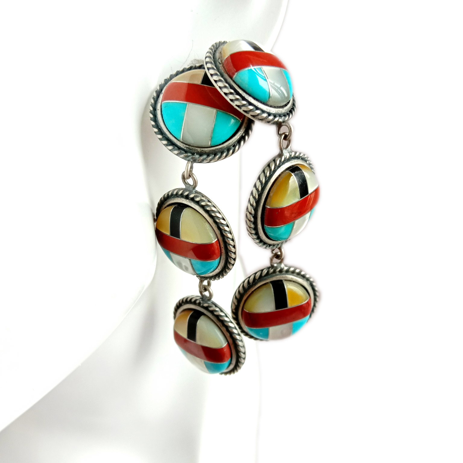 Mop Turquoise wystrys pigog naturiol yn gwneud Clustlys Gemstone 14