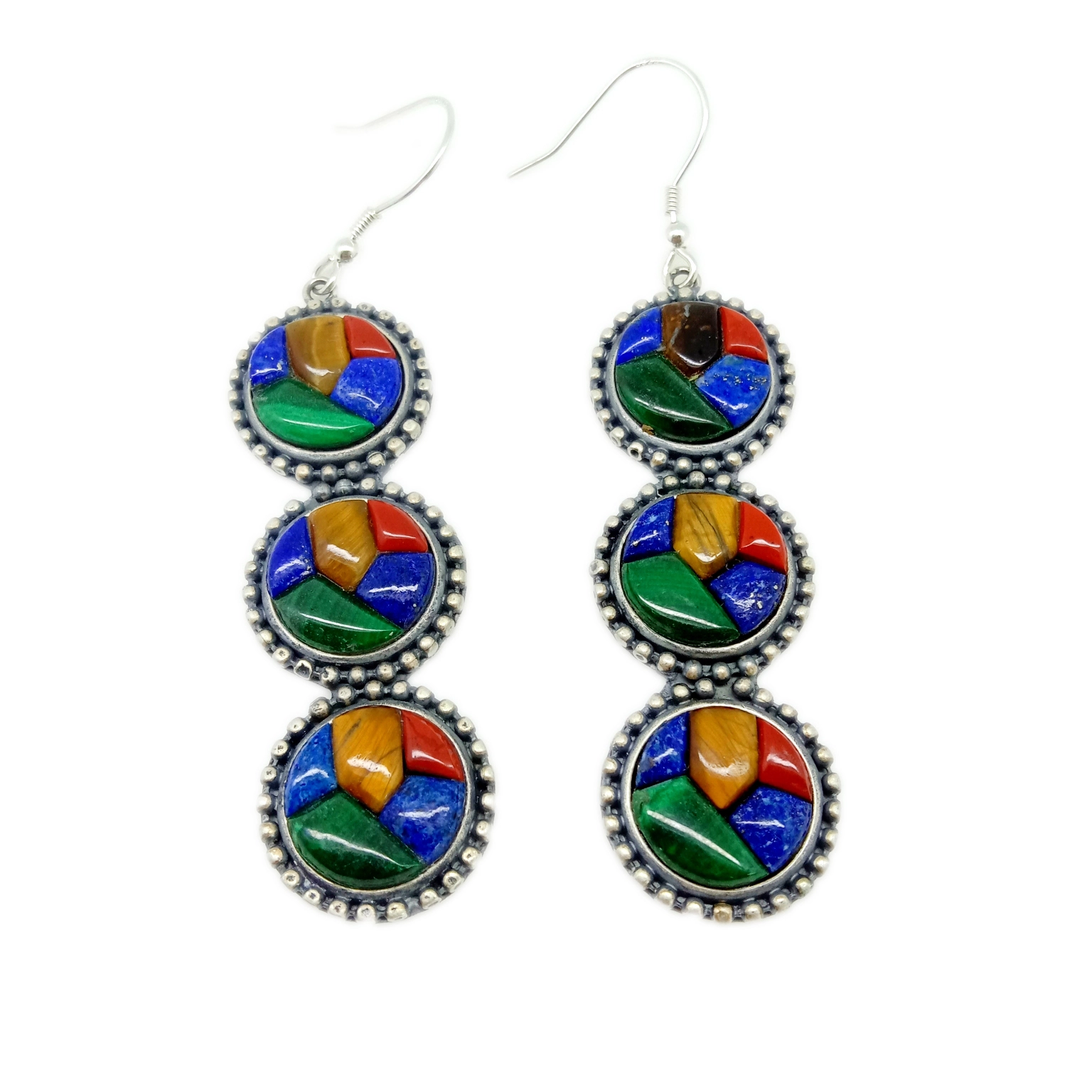 Ezi spiny oporo malachite blue aventurine Gemstone 925 Sterling Silver Gemstone Earring 1