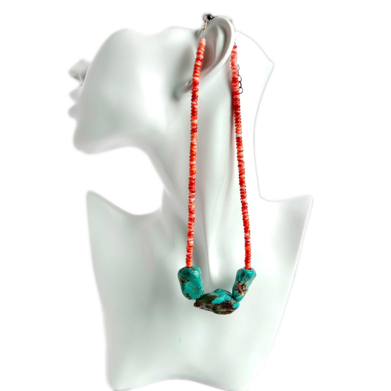 Eke turquoisespiny oyster beads 925 Sterling Silver Gemstone Necklace 3A Ogo Beads 1