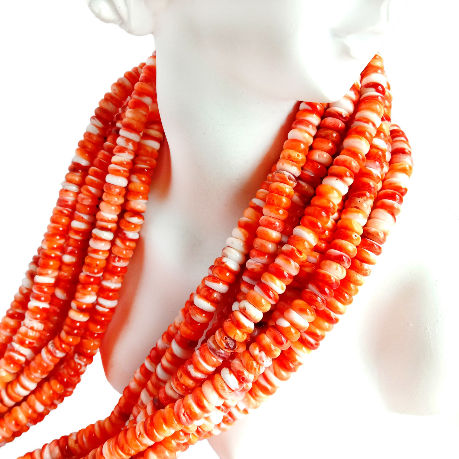 Náttúrulegar appelsínugular, spiny Oyster Rondelle perlur 6mm 16 þráður 14