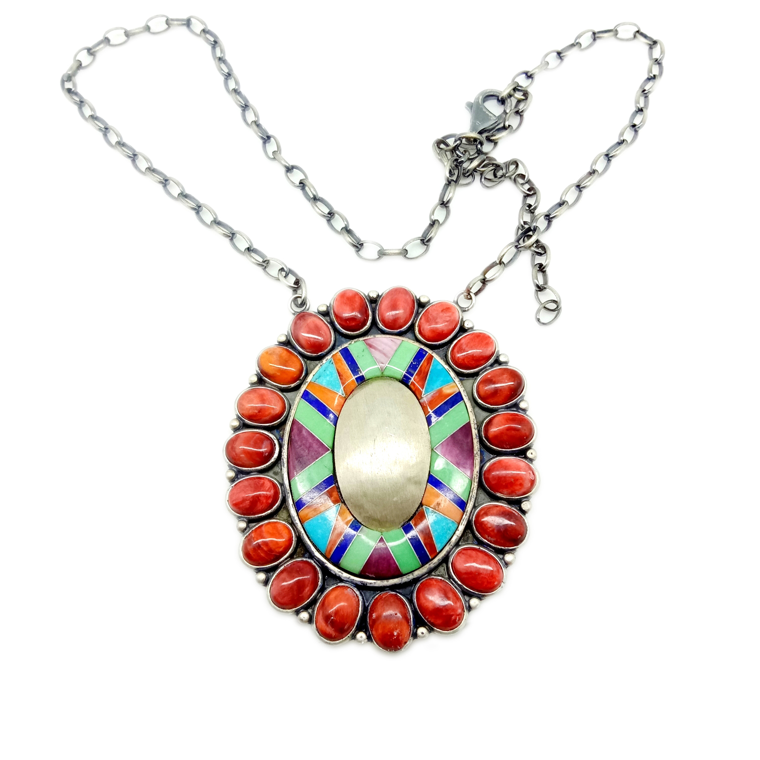 Lapis lazuli naturali turkważ mop gajdra spiny 925 Sterling Silver Gemstone żibeġ Turquoise Necklace 15