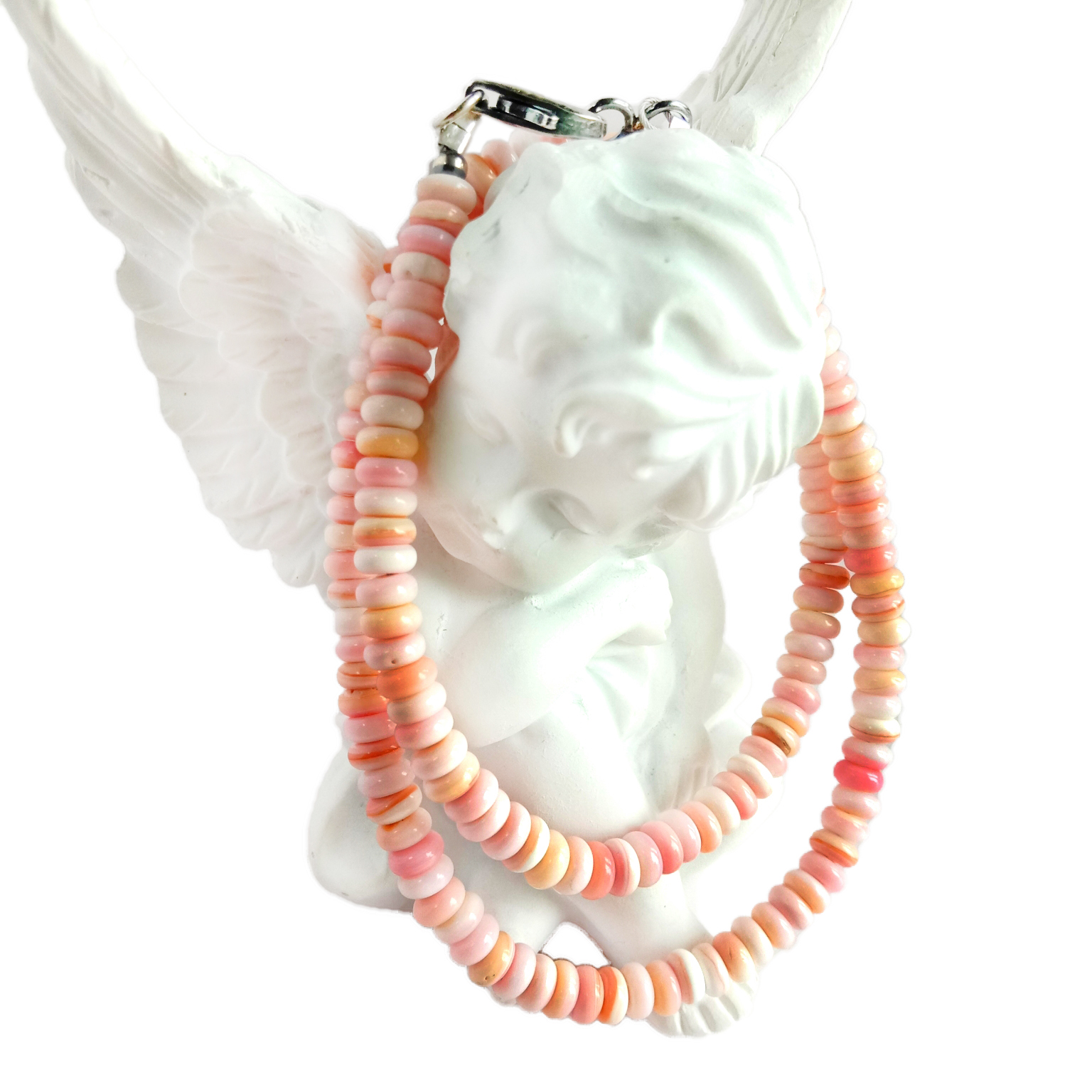 Bándearg nádúrtha féach sliogán 925 muince jewelry Sterling Silver Gemstone necklace layering gemstone 14