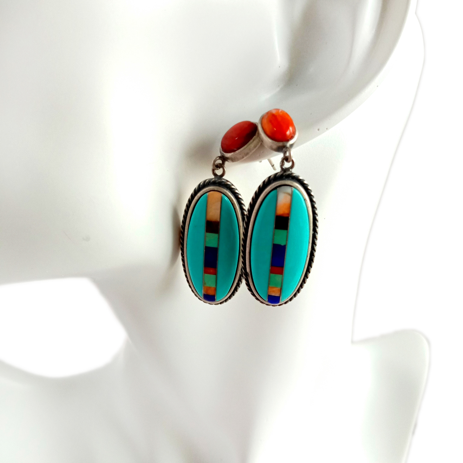925 スターリングシルバー ターコイズ イヤリング ダングル ウエスタン イヤリング ボヘミアン イヤリング ナバホ ジュエリー サウスウェスタン ジュエリー 15