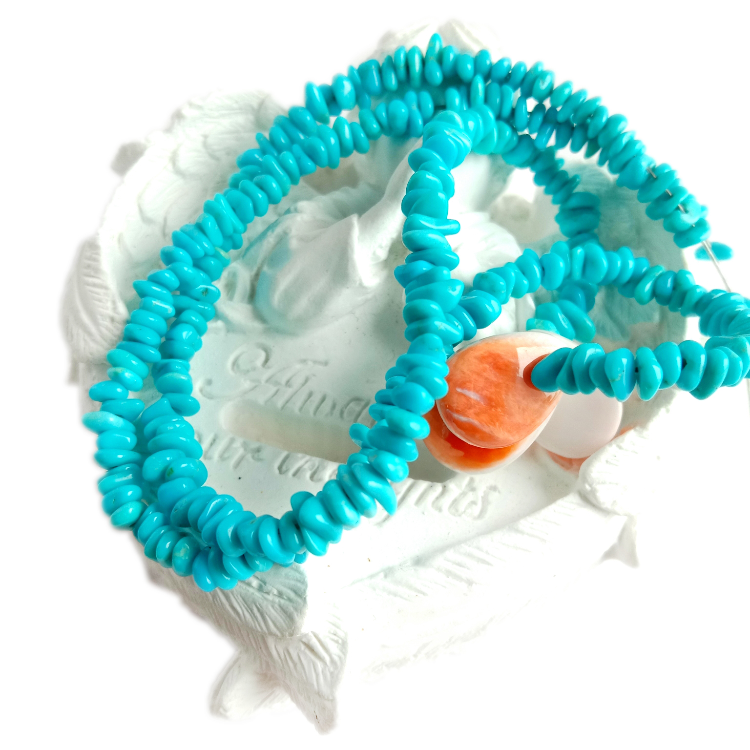 Ntuj Spiny Oyster nrog Turquoise necklace Artisan gemstone necklace khoom plig rau poj niam 14