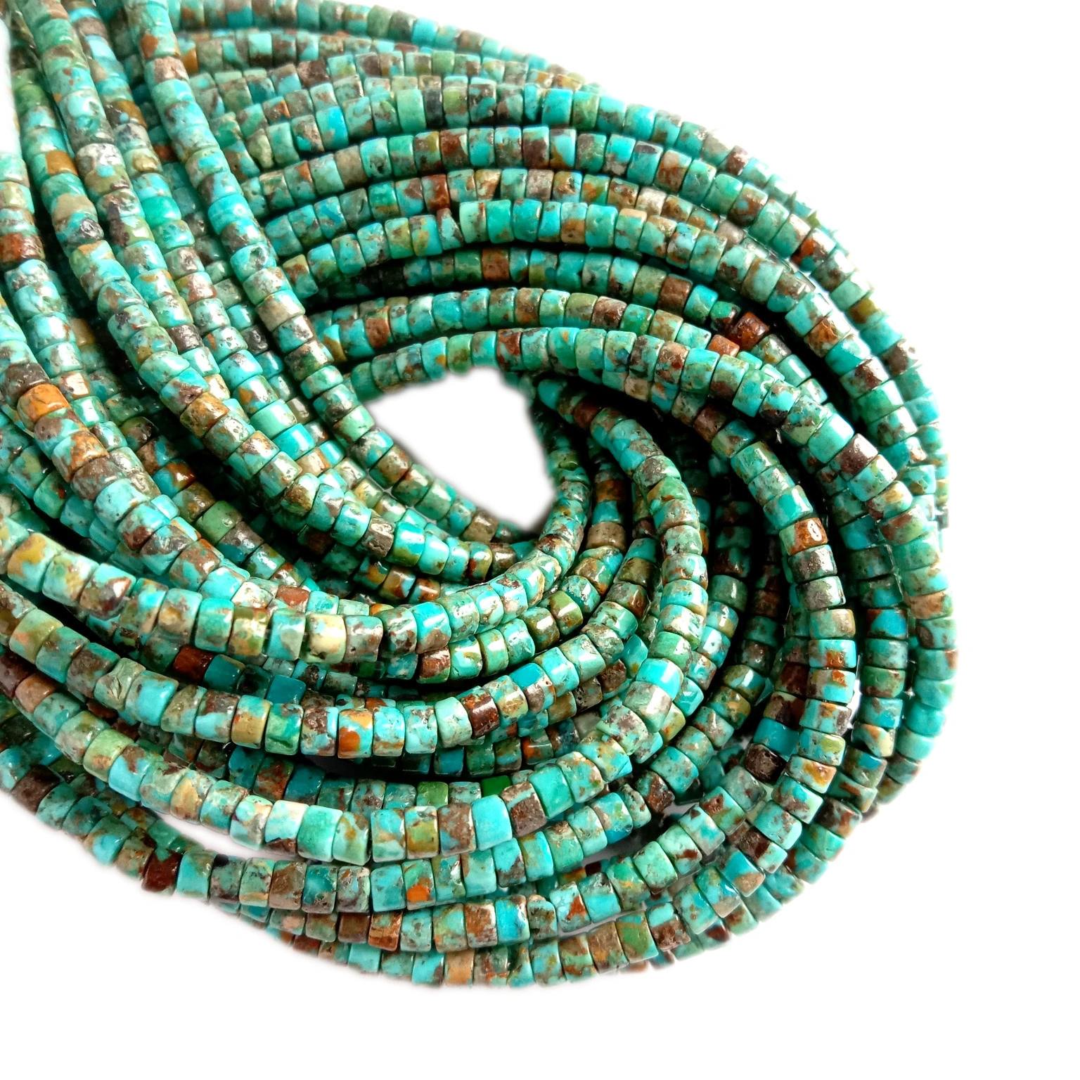 Tiag tiag Turquoise Beads Ntuj Gemstone Beads Rondelle Log hlaws Turquoise Pob zeb hlaws 3 hli 1